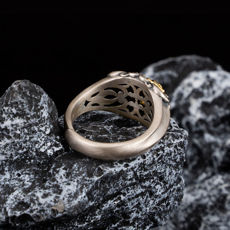 Buddha Stones 925 Sterling Silver Tibetan Skull Protection Adjustable Ring - image 2