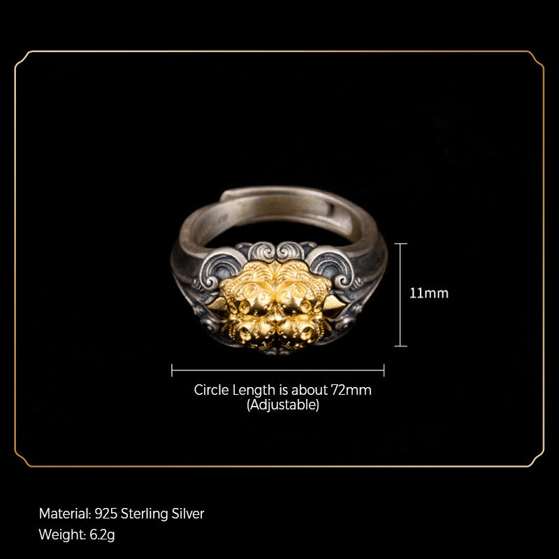 Buddha Stones 925 Sterling Silver Tibetan Skull Protection Adjustable Ring - image 7