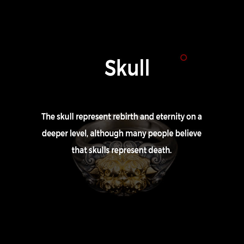 Buddha Stones 925 Sterling Silver Tibetan Skull Protection Adjustable Ring - image 8