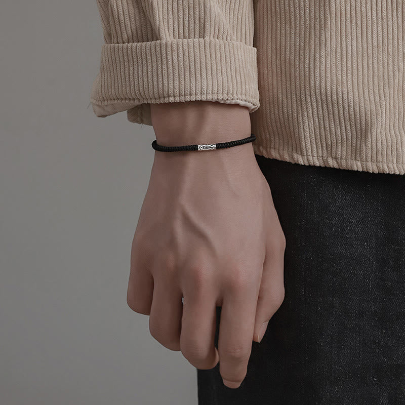 Buddha Stones Tibet Koi Fish Wealth Black String Bracelet - image 5