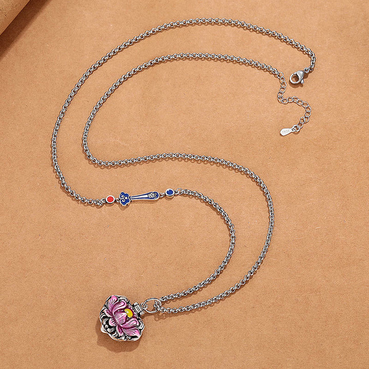 Buddha Stones Tibet Copper Lotus Luck New Begining Necklace Pendant - image 2