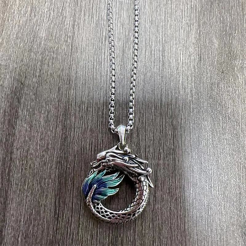 Buddha Stones Tibetan Copper Dragon Strength Necklace - Dragon Necklace-with Pearl Chain(Necklace Length: 60cm) - image 4