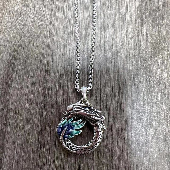 Buddha Stones Tibetan Copper Dragon Strength Necklace - Dragon Necklace-with Pearl Chain(Necklace Length: 60cm) - image 4