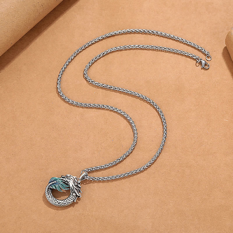 Buddha Stones Tibetan Copper Dragon Strength Necklace - image 1