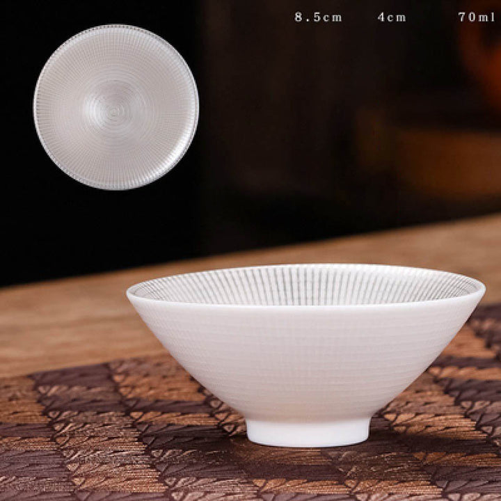 Buddha Stones Tibet Pattern Fu Character Ceramic Teacup Kung Fu Tea Cups 55ml - White Plaid (8.5cm*4cm*55ml) - image 9