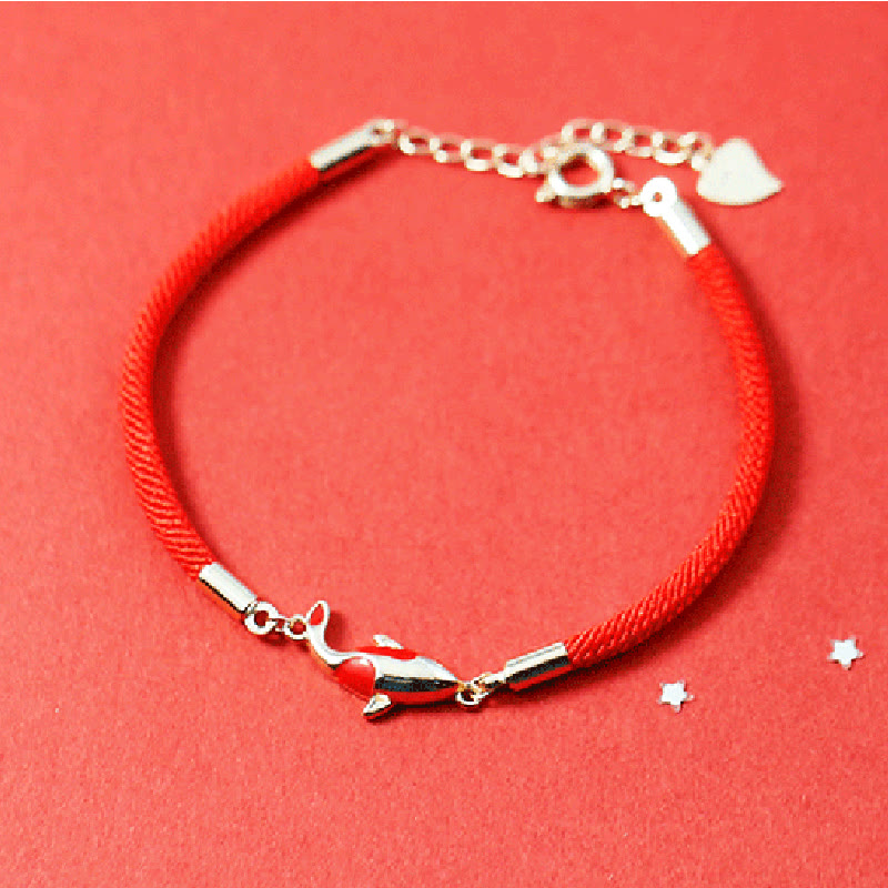 Buddha Stones Copper Koi Fish Wealth Necklace Pendant Red Rope Bracelet Earrings Set - image 3