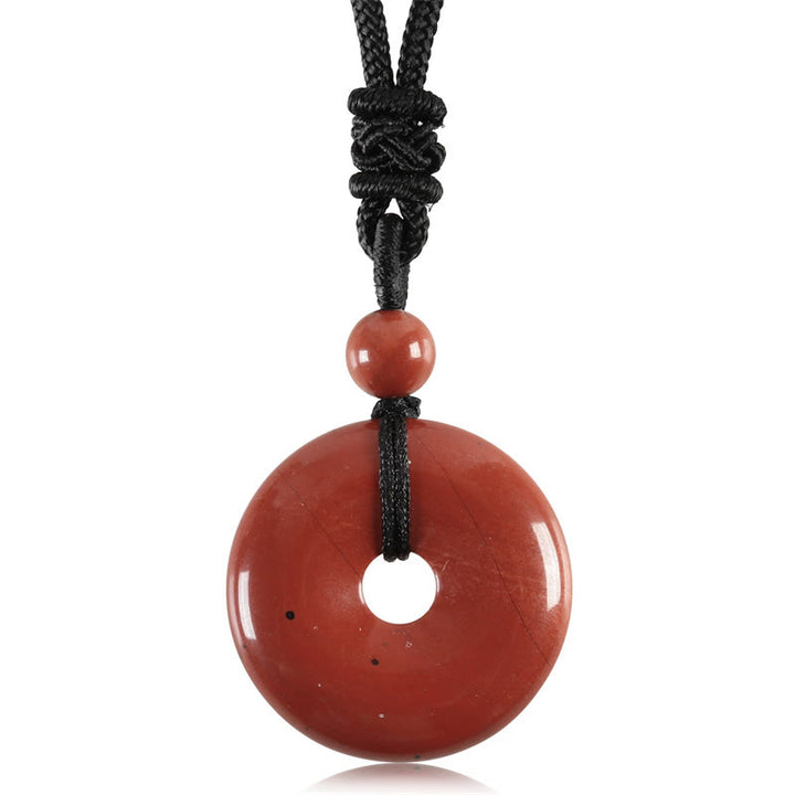 Buddha Stones Lucky Coin Pendant Healing Crystal Gemstone Necklace - Red Stone - image 37