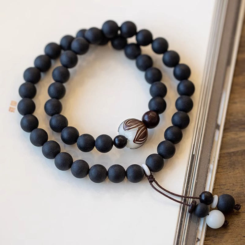 Buddha Stones Tibetan Double Layer Cypress Bodhi Lotus Healing Bracelet - image 2