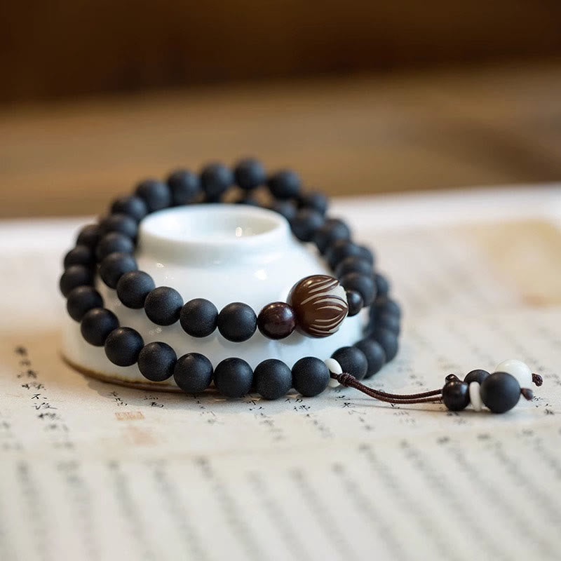 Buddha Stones Tibetan Double Layer Cypress Bodhi Lotus Healing Bracelet - image 1