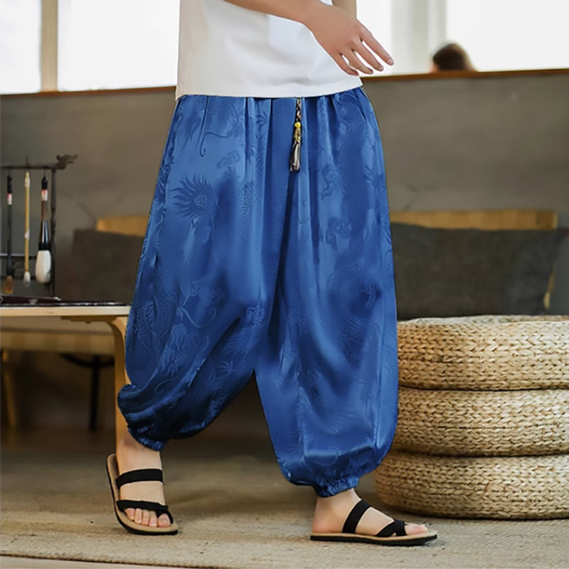 Buddha Stones Dragon Pattern Loose Men's Harem Pants With Pockets - Blue - US/UK/AU46，EU56 (5XL) - image 22
