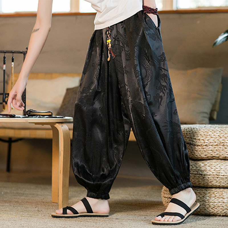 Buddha Stones Dragon Pattern Loose Men's Harem Pants With Pockets - image 4