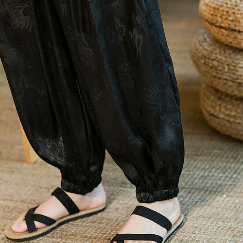 Buddha Stones Dragon Pattern Loose Men's Harem Pants With Pockets - image 11