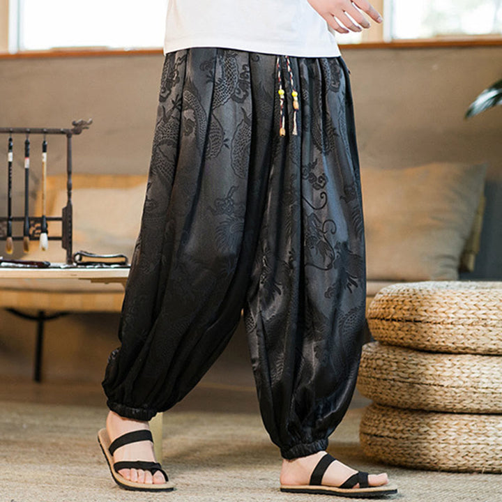 Buddha Stones Dragon Pattern Loose Men's Harem Pants With Pockets - image 6