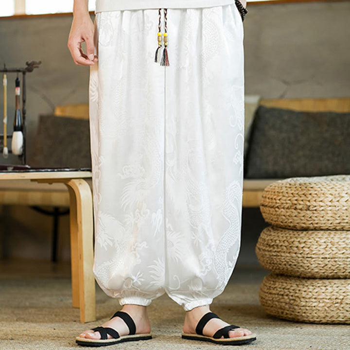 Buddha Stones Dragon Pattern Loose Men's Harem Pants With Pockets - image 12
