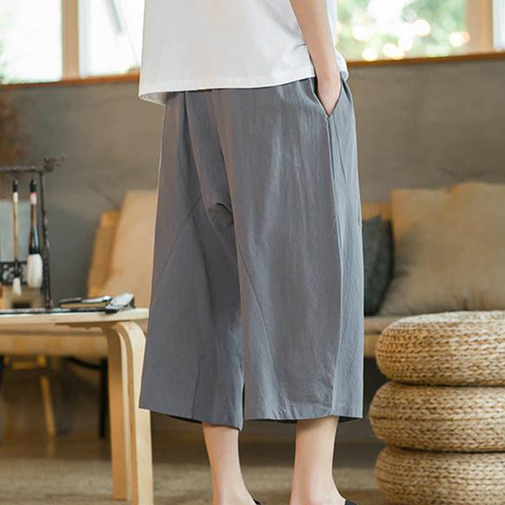Buddha Stones Solid Color Mid-length Men's Wide Leg Pants With Pockets - image 28