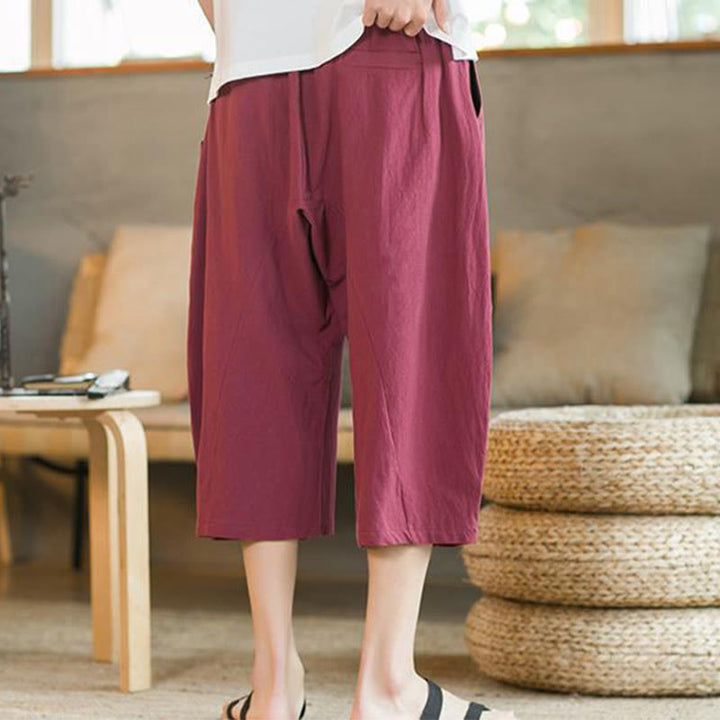 Buddha Stones Solid Color Mid-length Men's Wide Leg Pants With Pockets - image 18