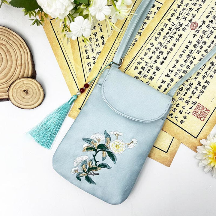 Buddha Stones Small Embroidered Flowers Crossbody Bag Shoulder Bag Double Layer Cellphone Bag - image 18