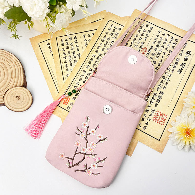 Buddha Stones Small Embroidered Flowers Crossbody Bag Shoulder Bag Double Layer Cellphone Bag - image 25