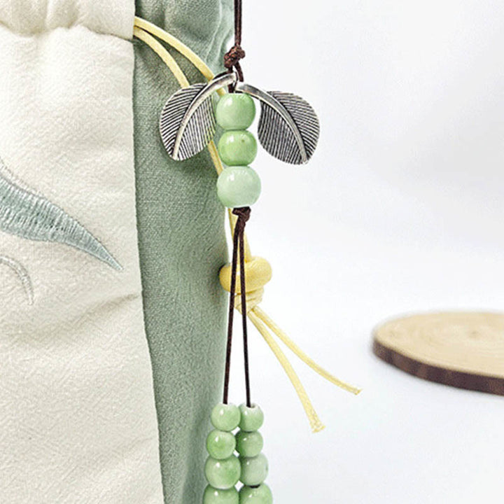 Buddha Stones Embroidered Butterfly Lotus Magnolia Cotton Linen Tote Crossbody Bag Shoulder Bag Handbag - image 17