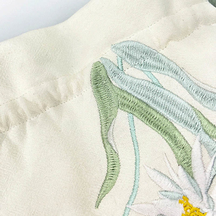 Buddha Stones Embroidered Butterfly Lotus Magnolia Cotton Linen Tote Crossbody Bag Shoulder Bag Handbag - image 15