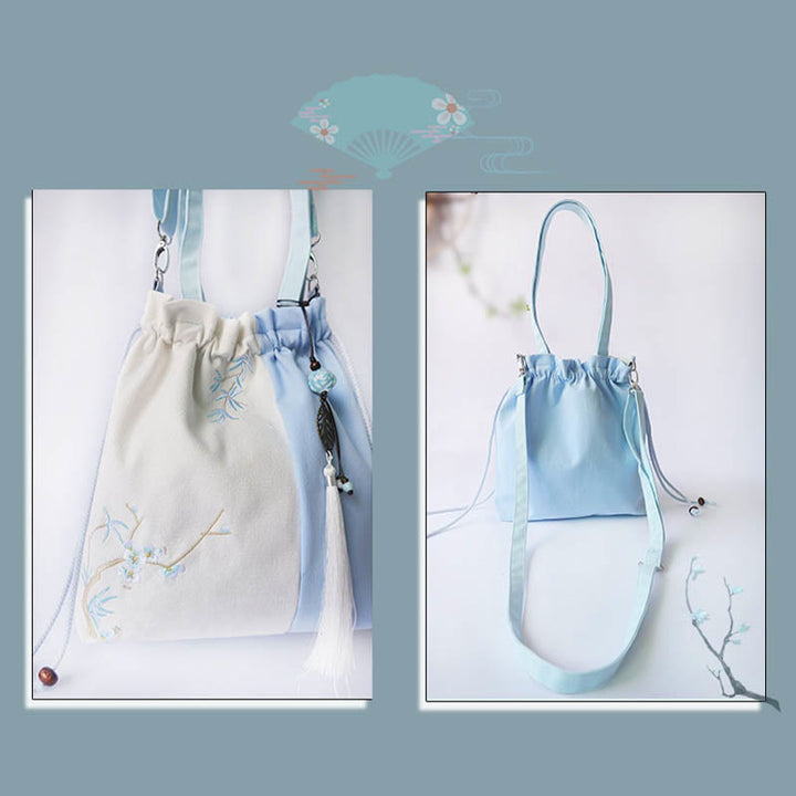 Buddha Stones Embroidered Grass Flowers Cherry Blossom Canvas Tote Crossbody Bag Shoulder Bag Handbag - image 15