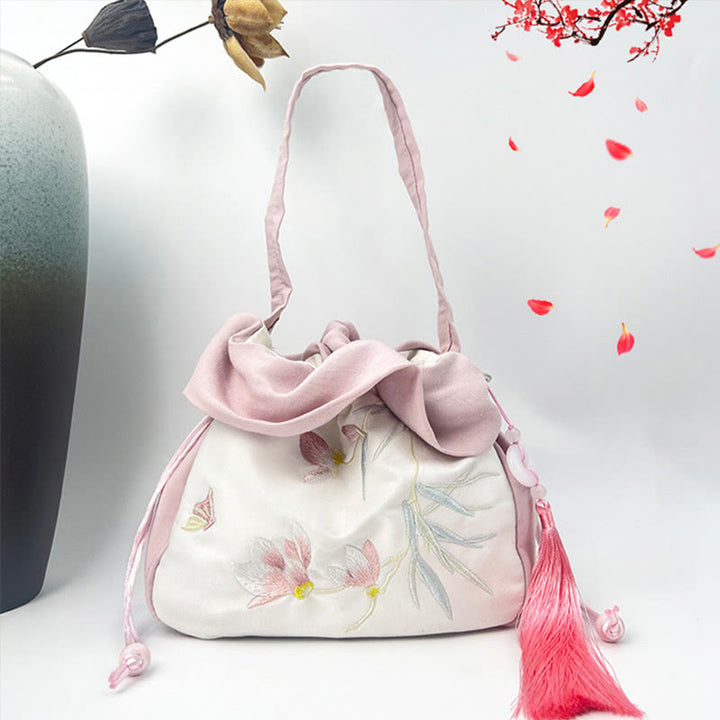 Buddha Stones Suzhou Embroidery Camellia Magnolia Peony Lotus Silk Tote Crossbody Bag Shoulder Bag Handbag - image 14