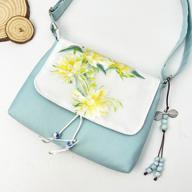 Buddha Stones Embroidered Camellia Epiphyllum Gardenia Sakura Flowers Crossbody Bag Shoulder Bag Cellphone Bag - image 33