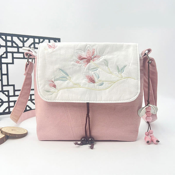 Buddha Stones Embroidered Camellia Epiphyllum Gardenia Sakura Flowers Crossbody Bag Shoulder Bag Cellphone Bag - image 17