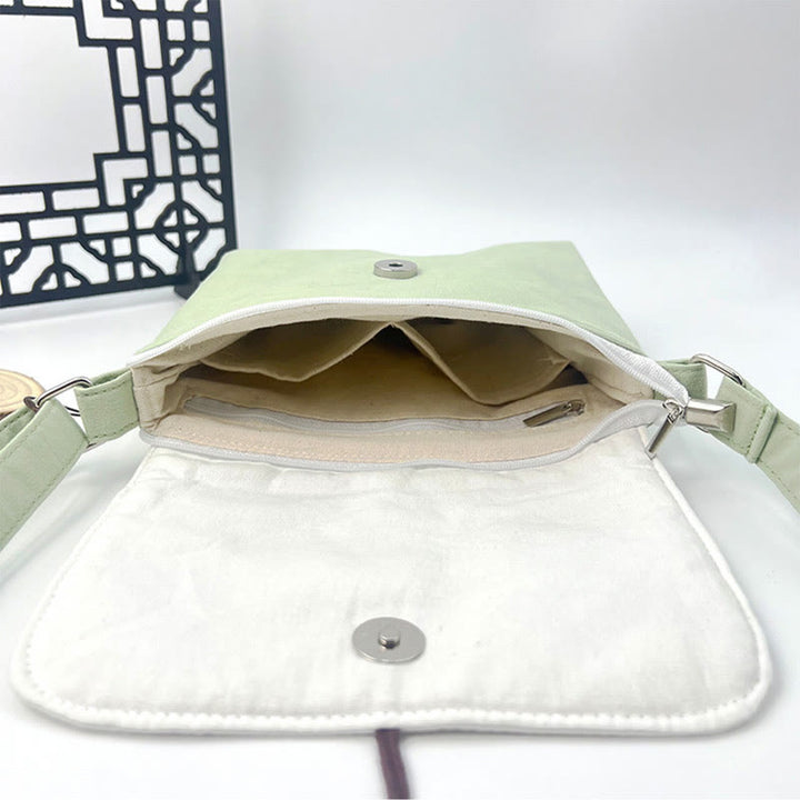 Buddha Stones Embroidered Camellia Epiphyllum Gardenia Sakura Flowers Crossbody Bag Shoulder Bag Cellphone Bag - image 11