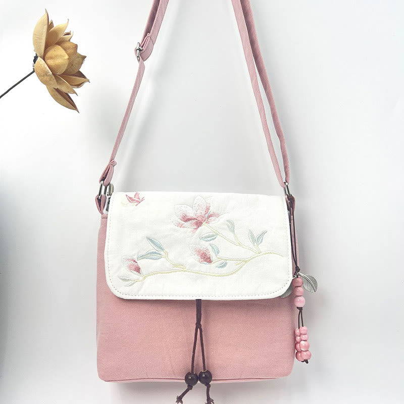 Buddha Stones Embroidered Camellia Epiphyllum Gardenia Sakura Flowers Crossbody Bag Shoulder Bag Cellphone Bag - image 22