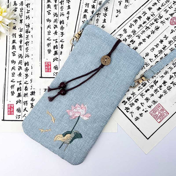 Buddha Stones Small Embroidered Flowers Crossbody Bag Shoulder Bag Cellphone Bag 11*20cm - image 39