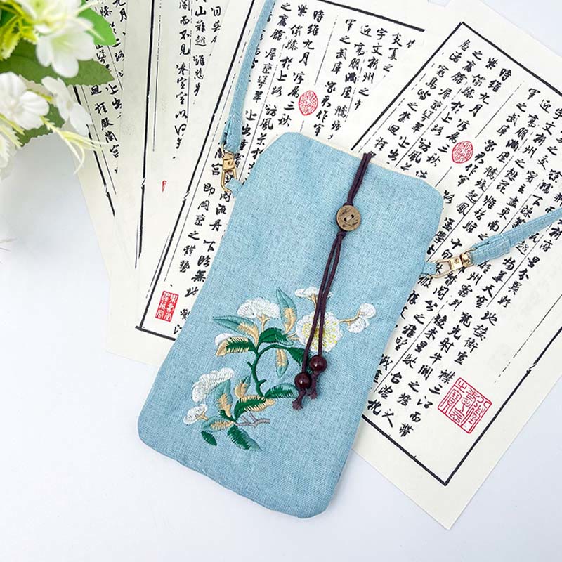 Buddha Stones Small Embroidered Flowers Crossbody Bag Shoulder Bag Cellphone Bag 11*20cm - image 31