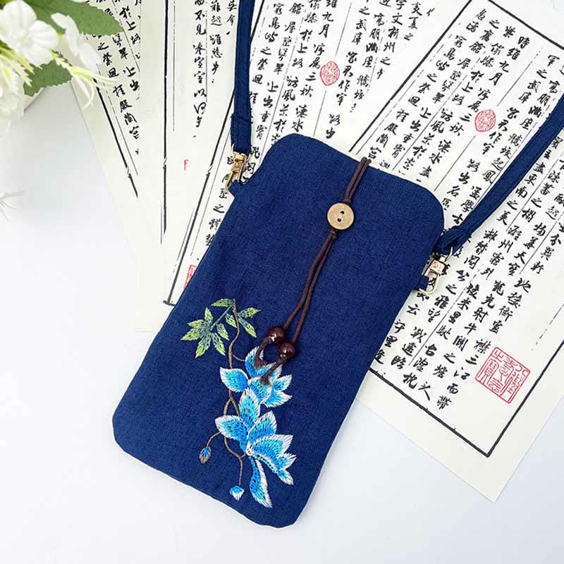 Buddha Stones Small Embroidered Flowers Crossbody Bag Shoulder Bag Cellphone Bag 11*20cm - image 29