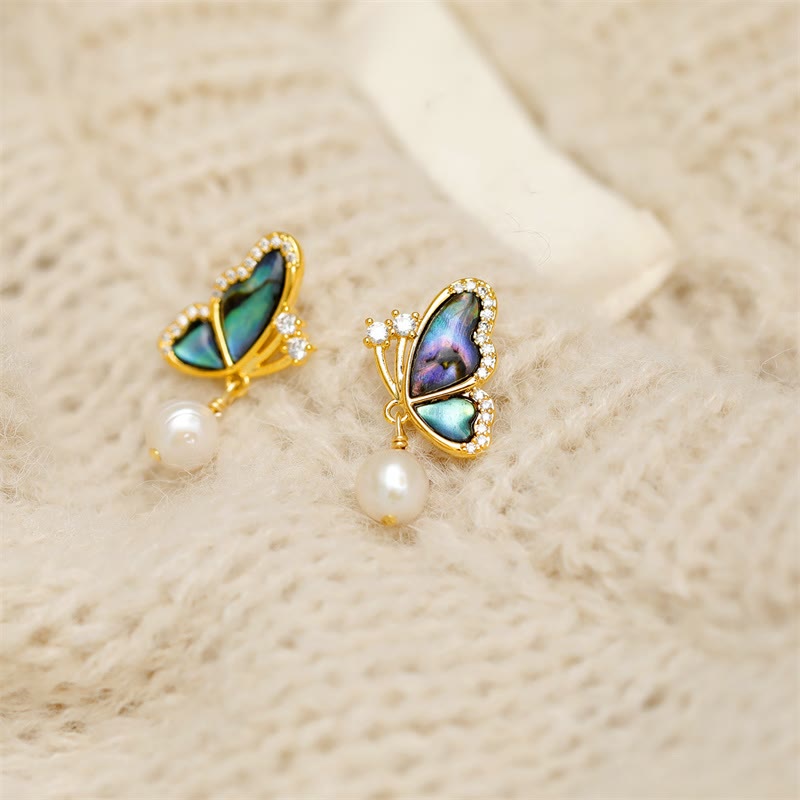 Buddha Stones 18K Gold Plated Copper Pearl Butterfly Love Stud Earrings - Pearl Butterfly(925 Sterling Silver Posts) - image 0