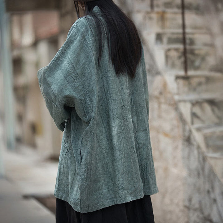 Buddha Stones Tie Dye Lace-up Design Coat Zen Meditation Open Front Top Jacket - image 24