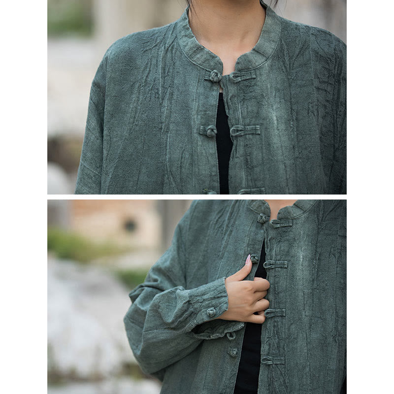 Buddha Stones Tie Dye Frog-Button Long Sleeve Zen Meditation Open Front Jacket - image 15
