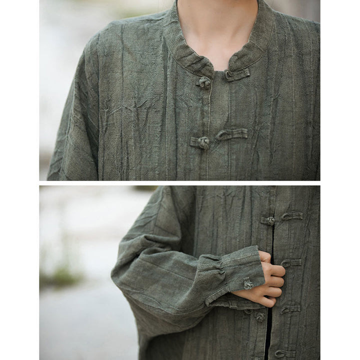 Buddha Stones Tie Dye Frog-Button Long Sleeve Zen Meditation Open Front Jacket - image 20