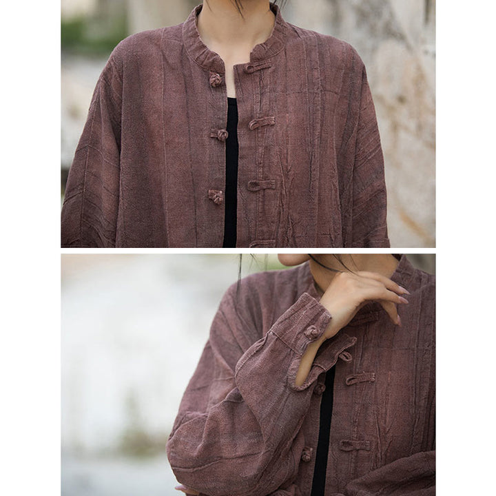 Buddha Stones Tie Dye Frog-Button Long Sleeve Zen Meditation Open Front Jacket - image 31