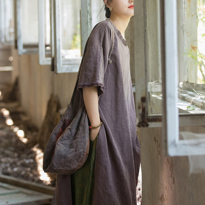 Buddha Stones Ramie Linen Split Hem Top Women's Half Sleeve T-Shirts - image 27