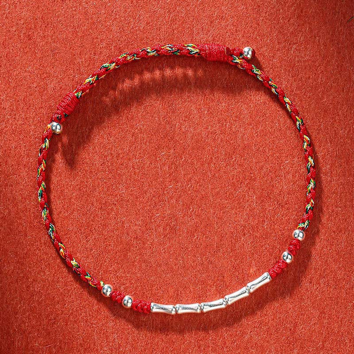 Buddha Stones Tibet Handmade Multicolored Bamboo Protection Braided String Bracelet - Colorful Red(Wrist Circumference 14-21cm) - image 6