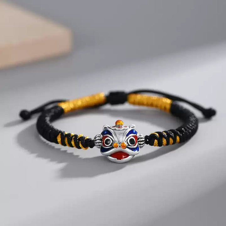 Buddha Stones Handmade Dancing Lion Luck Braided String Bracelet - Black(Wrist Circumference 14-21cm) - image 0