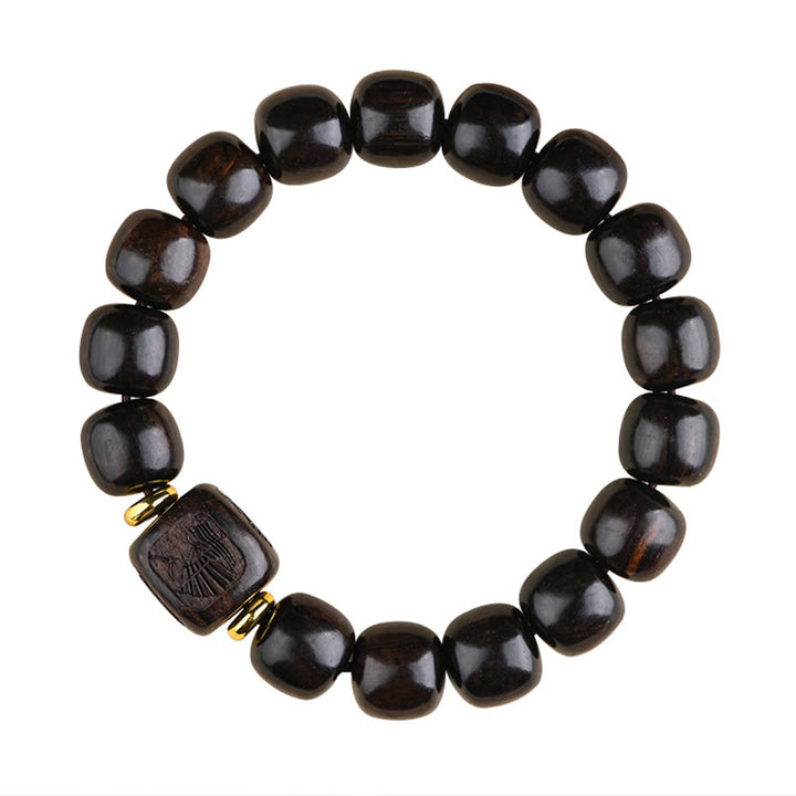 Buddha Stones Tibetan Ebony Wood Barrel Beads Lucky And Treasure Balance Bracelet - image 7