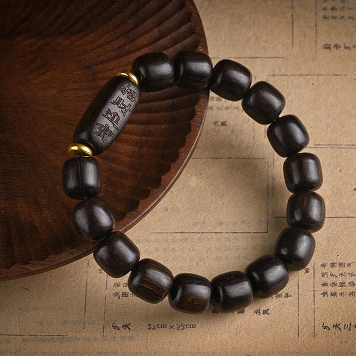 Buddha Stones Tibetan Ebony Wood Barrel Beads Lucky And Treasure Balance Bracelet - Ebony Wood(Lucky and Treasure)(Wrist Circumference 14-16cm) - image 8