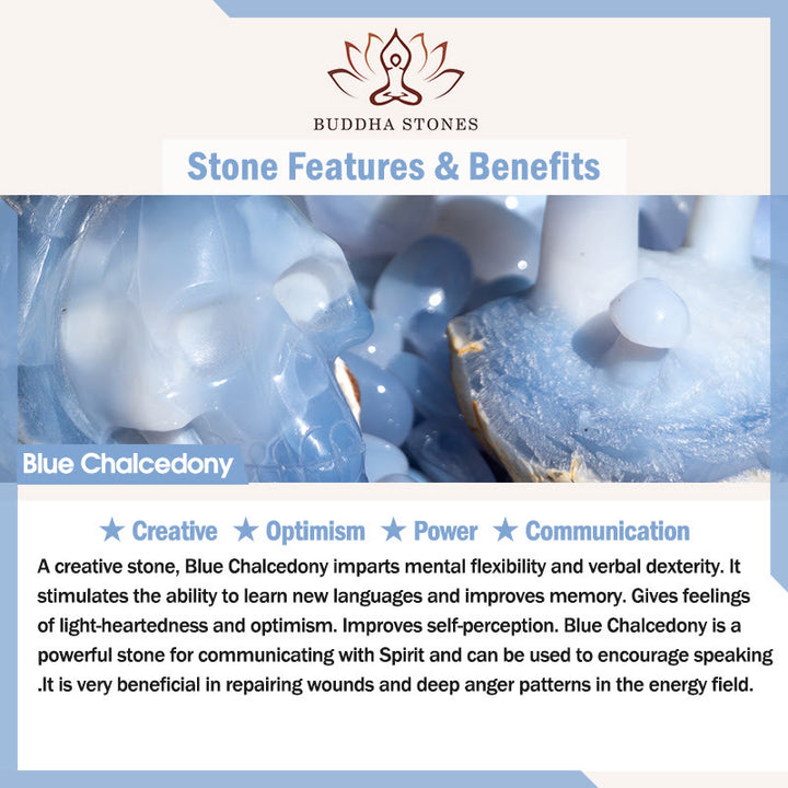Buddha Stones Blue Chalcedony Pearl Beads Energy Bracelet - image 5