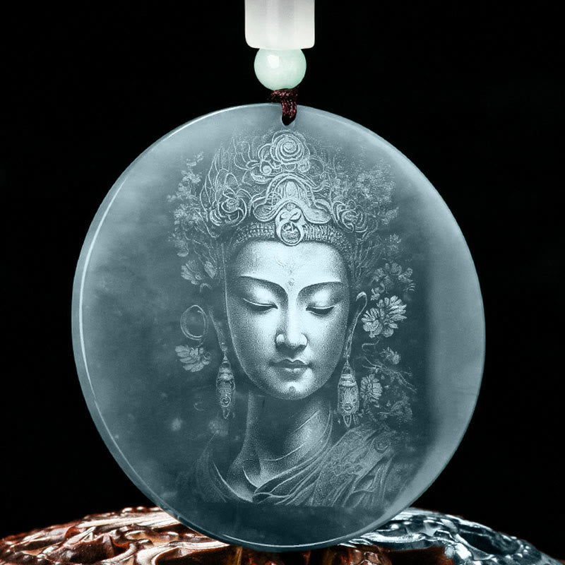 Buddha Stones Kwan Yin Avalokitesvara Jade Abundance String Necklace Pendant - Jade - image 0