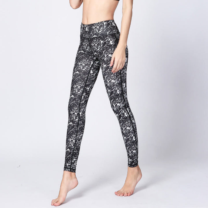 Buddha Stones Camo Print Sports Fitness Yoga High Waist Leggings Women's Yoga Pants - Black White - US8-10，UK/AU12-14，EU40-42 (XL) - image 6