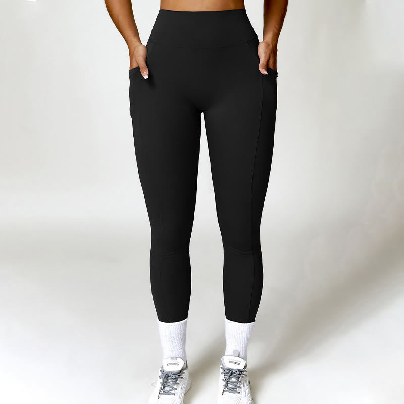 Buddha Stones Solid Color Halter Neck Bra Long Sleeve Crop Tank Top Pants Sports Fitness Gym Yoga Outfits - Black - Pants - US6，UK/AU10，EU38 (XL) - image 31