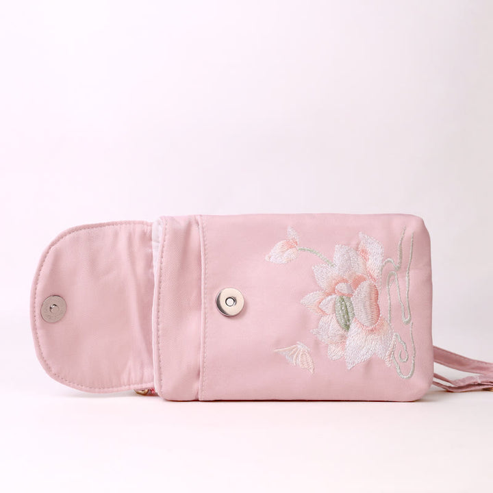 Buddha Stones Small Embroidered Flowers Crossbody Bag Shoulder Bag Double Layer Cellphone Bag - image 2