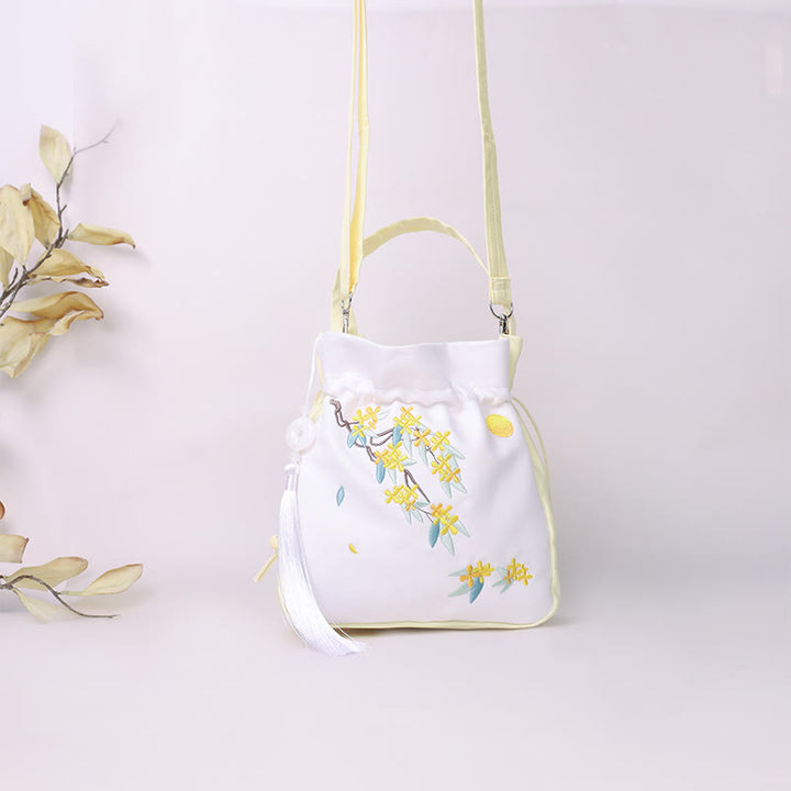 Buddha Stones Embroidered Osmanthus Peony Grape Cat Cotton Linen Tote Crossbody Bag Shoulder Bag Handbag - image 5