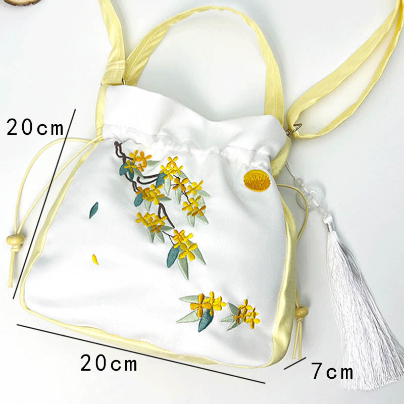 Buddha Stones Embroidered Osmanthus Peony Grape Cat Cotton Linen Tote Crossbody Bag Shoulder Bag Handbag - image 6
